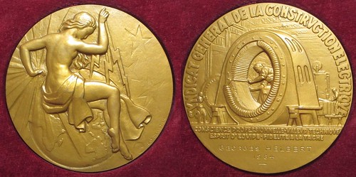 Art Deco Medal Honoring Electrical Construction Workers