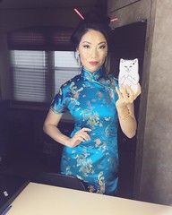 Now it's aired I can post these! From @newgirlonfox appearance! MUA left my base of @amarteskincare on. #jaipuraviv #newgirl #asian #chinese #qipao #chopsticks #fox #funny #comedy #latergram #actresslife #hollywood #losangeles #amarteskincare