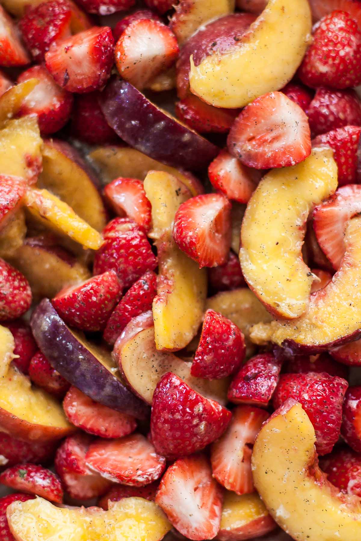 Strawberry-Peach Crisp with Hazelnut-Pepita Crumble | acalculatedwhisk.com