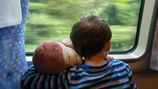 On the train with Monkey George