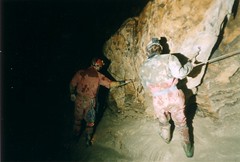 Traversing out the Cueva De La Cayuela entrance on the Sima Tonio trip Image