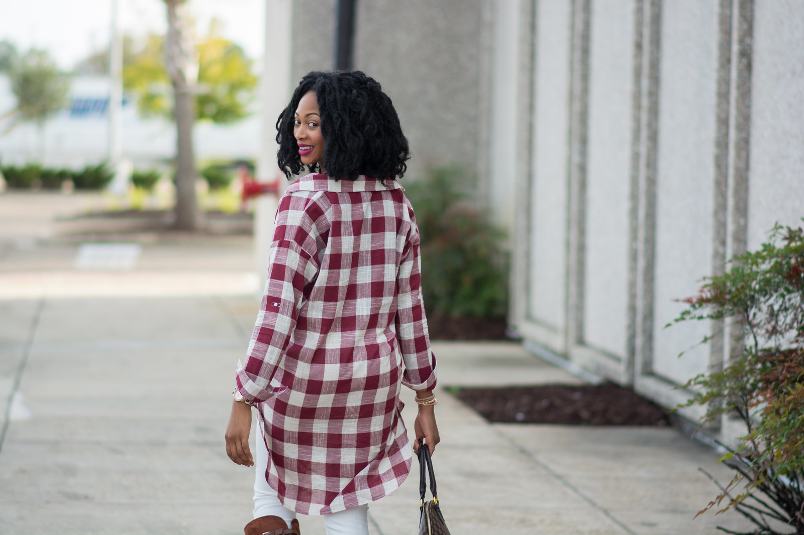 oversized gingham button down