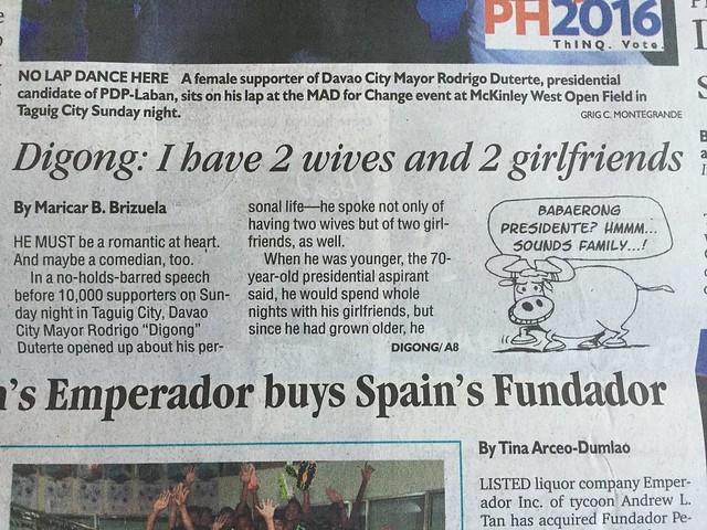 Duterte,  2 wives and 2 girlfriends,  Inquirer news