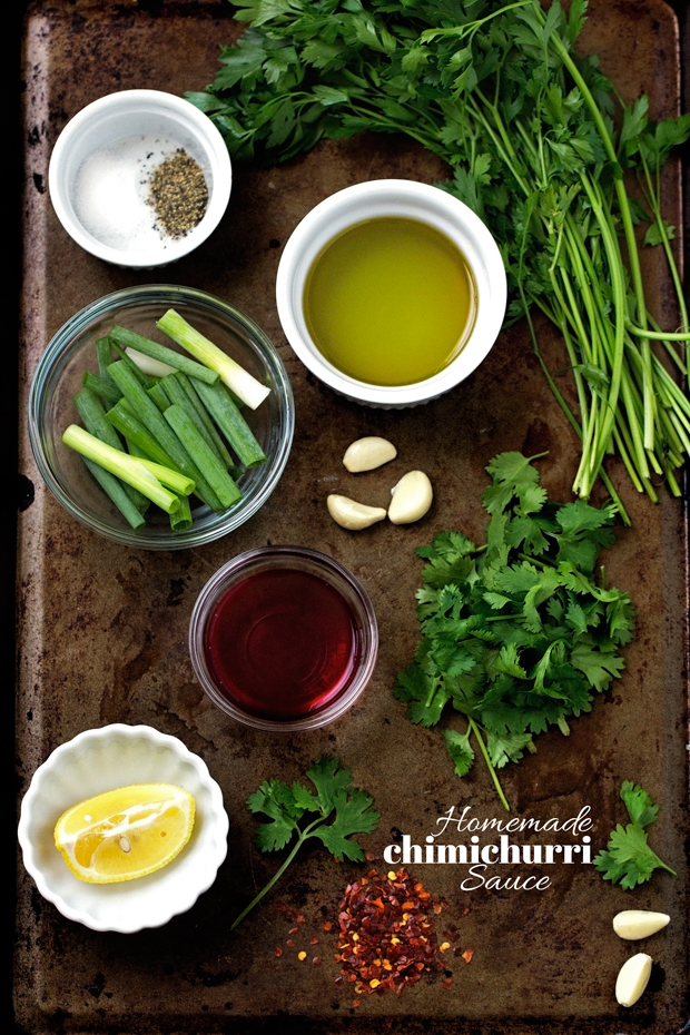 Homemade Chimichurri Sauce - perfect to top on grilled meats and tons of other dishes! #chimichurrisauce #homemadesauce #homemadechimichurrisauce | Littlespicejar.com