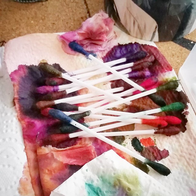 A colorful mess... remnants of an ink swabbing session #inkswabs #inkygoodness #inks #Fpgeeks #qtips #fpn #fountainpennetwork #fountainpeninks #colorcoordination #inkymess