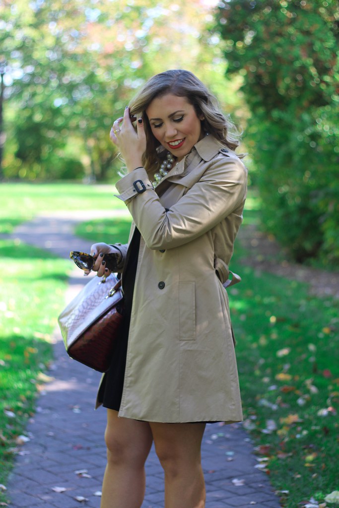 Fall Trench Coat Red Pumps