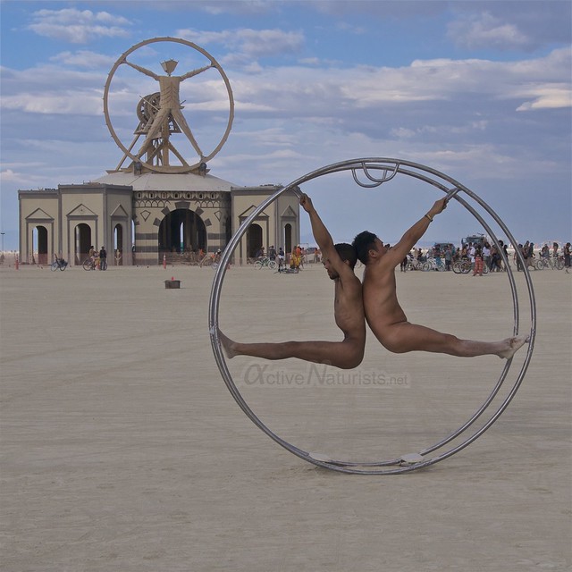 naturist gymnastics wheel camp Gymnasium 0004 Burning Man, Black Rock City, NV, USA