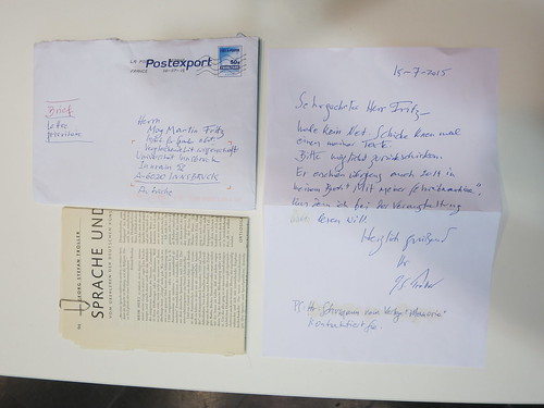 Brief von Georg Stefan Troller