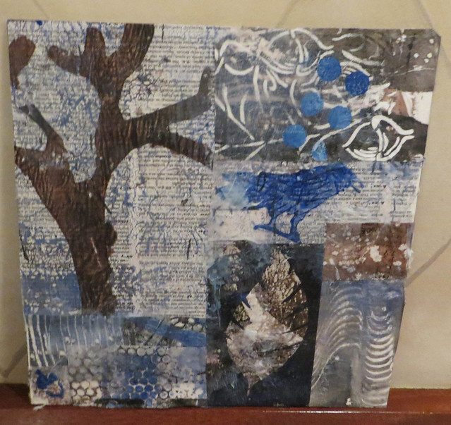 Student work ~ abstract collage using the Gelli Plate