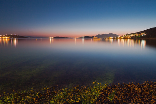 sunset sky beach water night landscape lights coast seaside outdoor greece shore griekenland salamis salamina