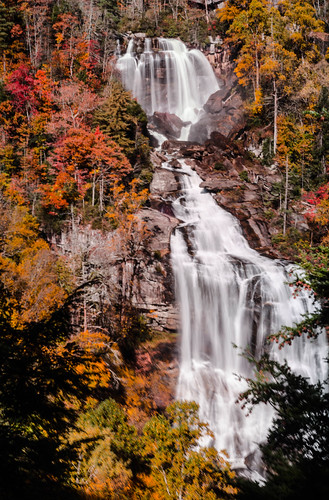 Whitewater Falls with Fall Leaves-008