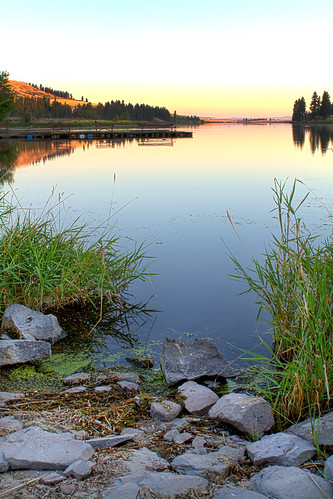 summer lake sunrise dock pond