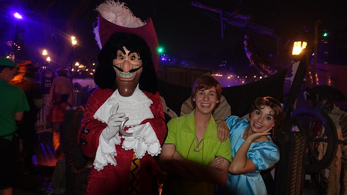 Capt Hook, Peter Pan and Wendy at Disneyland Halloween Party