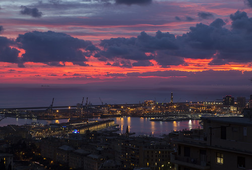 sunset italy clouds tramonto nuvole liguria genova porto
