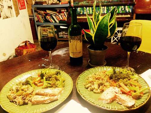 Salmon and Broccoli Dinner with Dave Matthews Red Wine (October 8 2014)