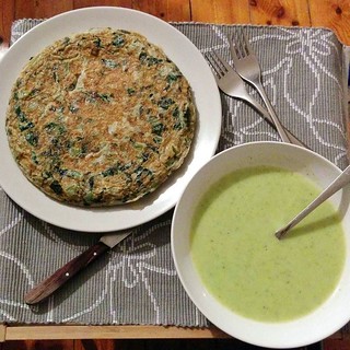 Our garden has fed us and continues to feed us well. Swiss chard truita (omelette) with courgette soup.