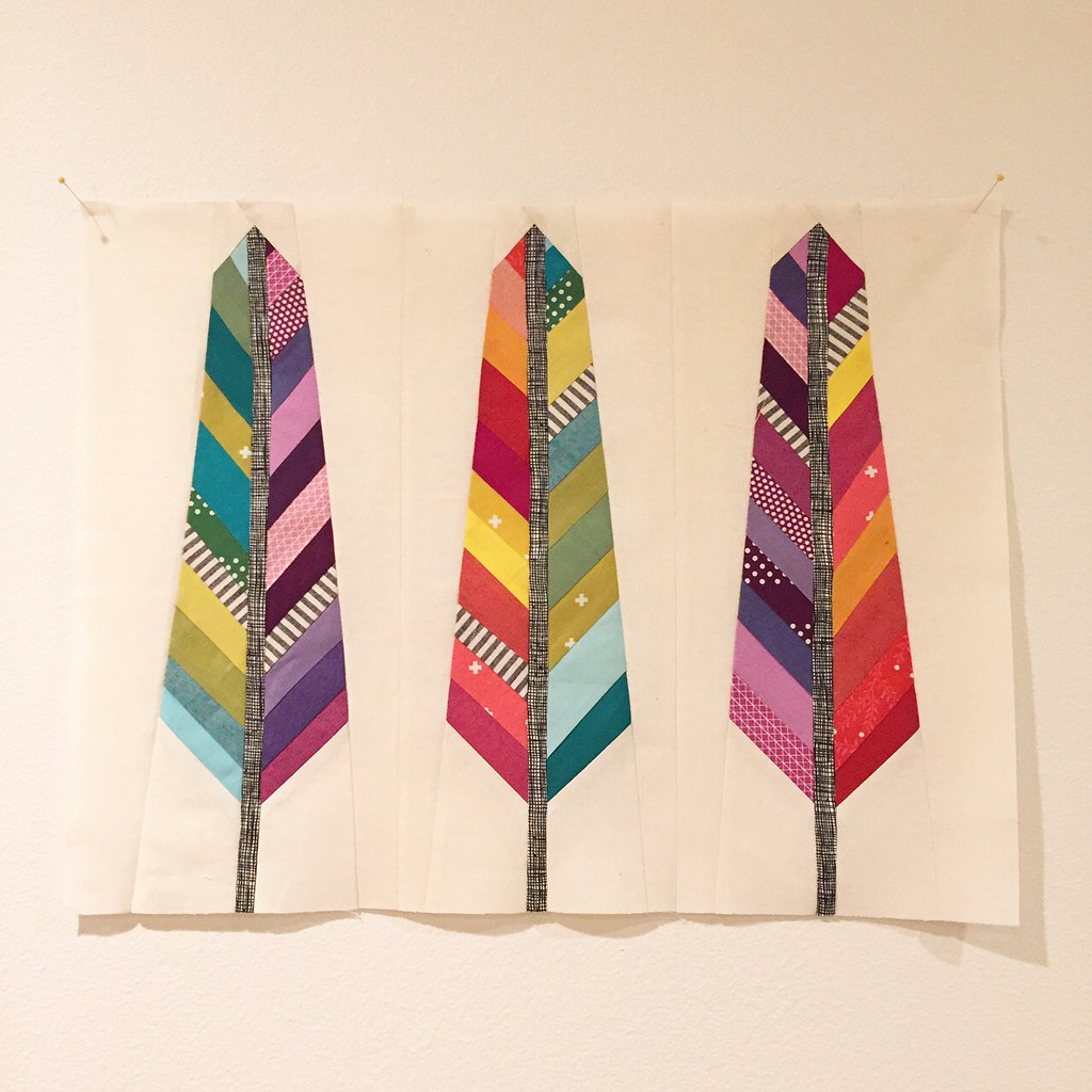 mini rainbow feather quilt
