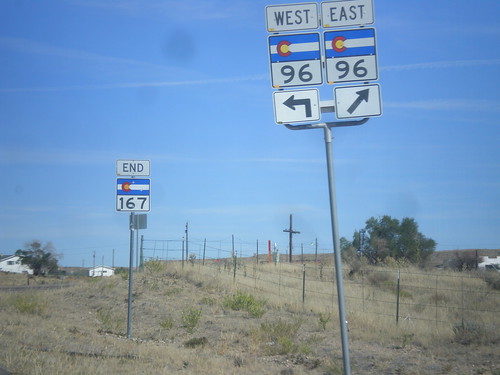 shield intersection sign colorado crowleycounty co96 co167