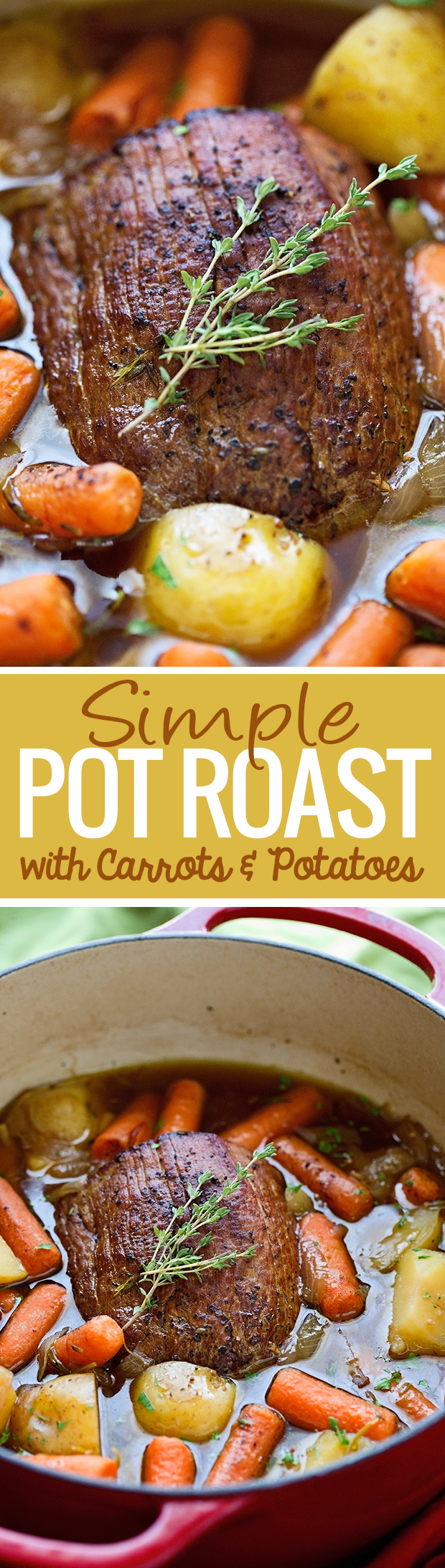 Pot Roast with Carrots and Potatoes - a simple recipe for pot roast that tastes like a french onion soup! The meat is tender and delicious and it requires a simple 15 minutes of presswork! #potroast #roast #beefroast | Littlespicejar.com @littlespicejar
