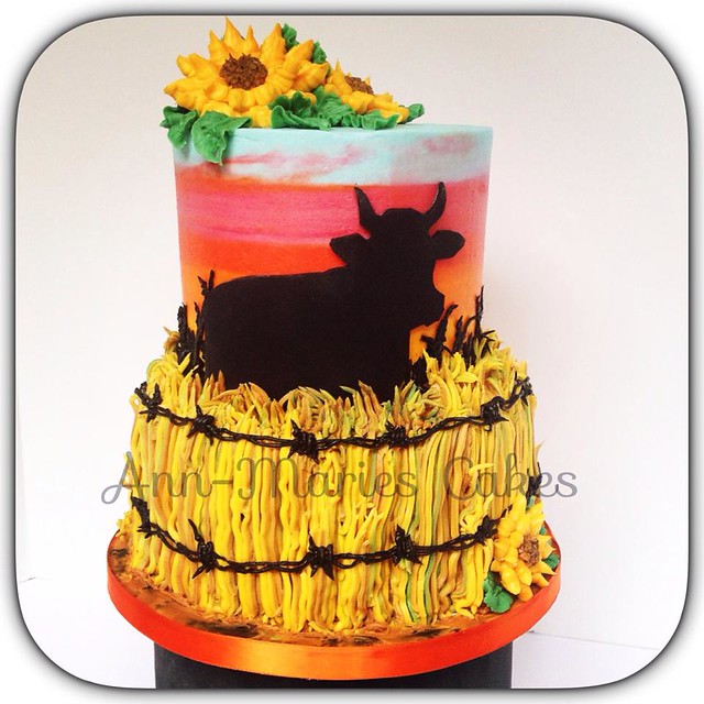 Sunset Over Cattle! All Buttercream Cake by Ann-Maries Cakes