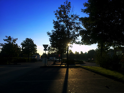 blue shadow sky sun sol sunrise dawn early himmel blau parkplatz sonne sonnenaufgang morgen schatten blauer morgens idylle früh coesfeld iloveflikr