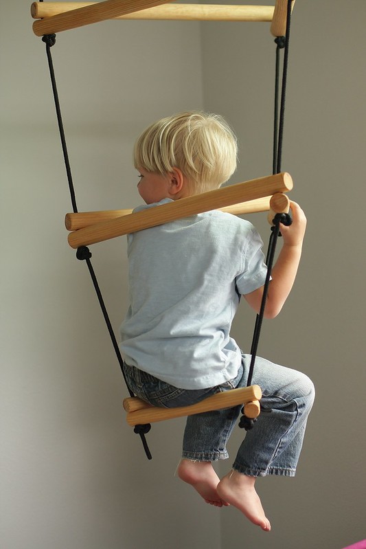 L on wooden climber
