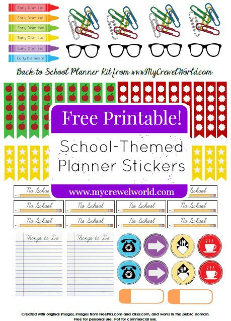 Free School-Themed Planner Stickers