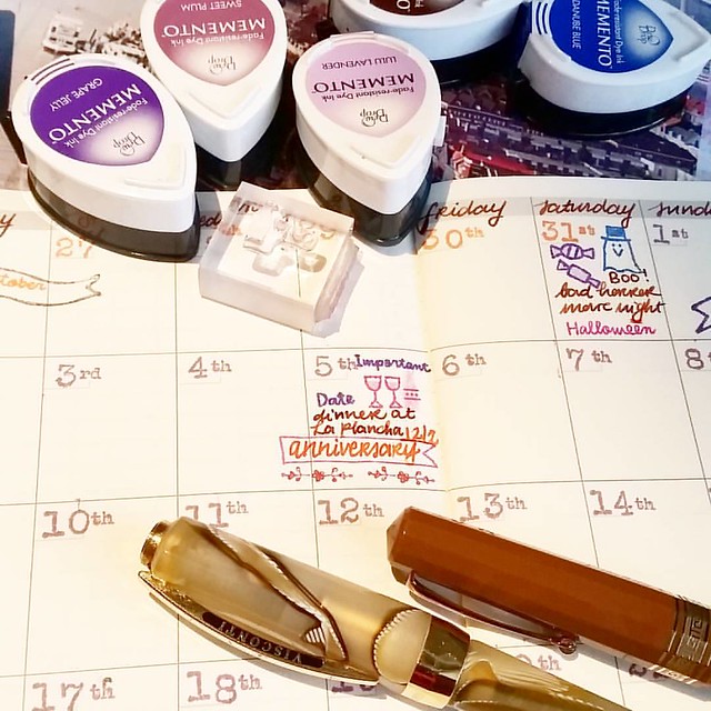 A very important date early on this month 😊 #plannerlove #plannerlife #memento #rubberstamps #travelersnotebook #midori #fountainpen #visconti #colorcoordination #365stamps #sakuralala