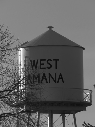 watertower blackandwhite smalltown westamana iowa amanacolonies