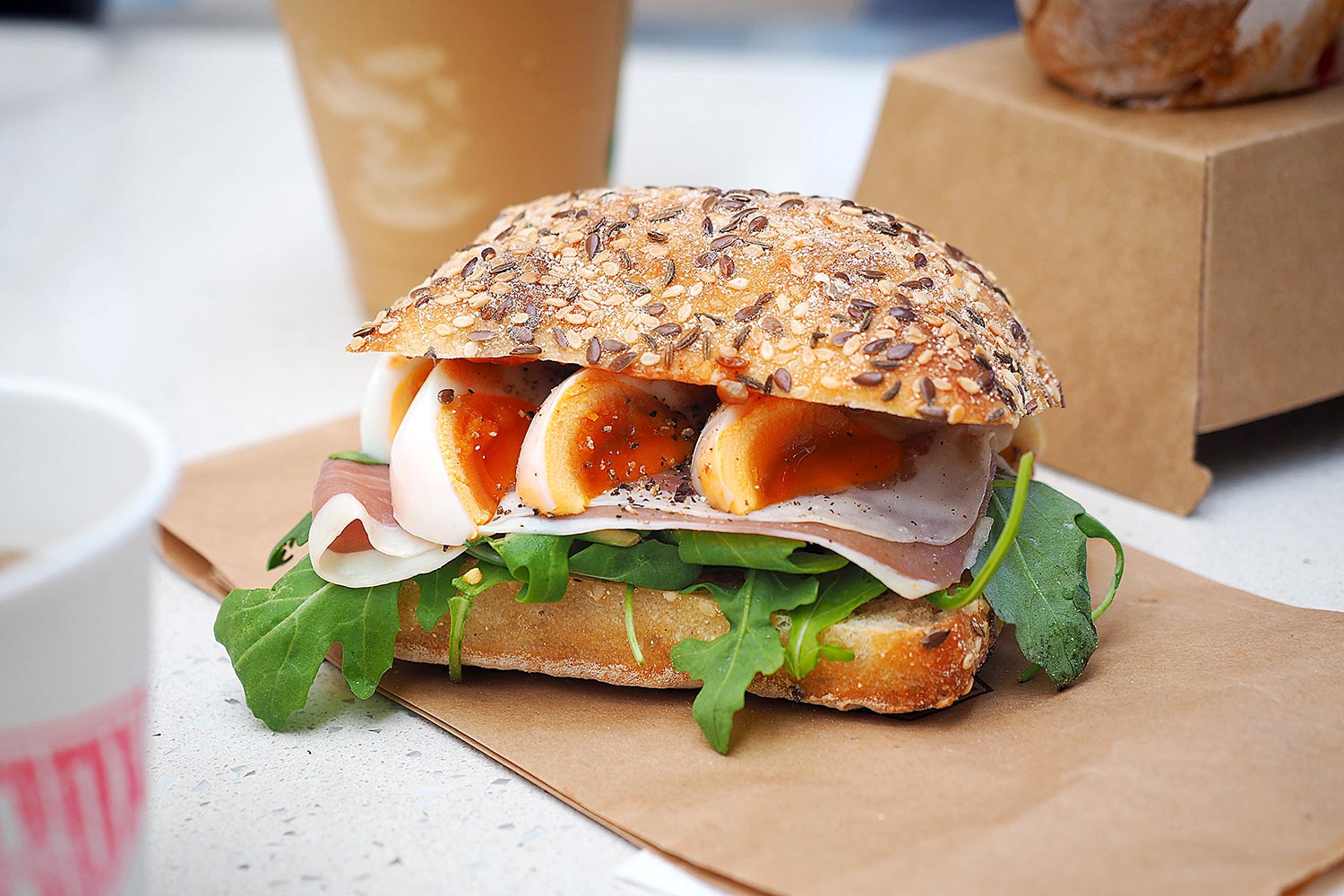 Prosciuto and Egg Sandwich, Coffee Box Espresso, Darling Harbour: Sydney Food Blog Review