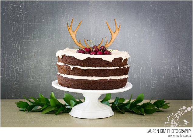 Gingerbread Christmas Cake recipe with wooden antler cake topper