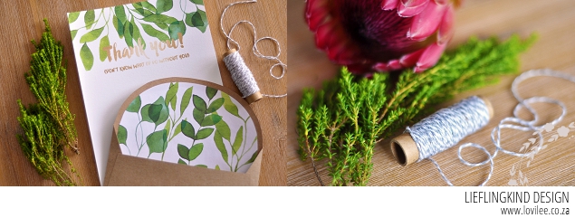 Greenery thank you notes and envelopes printables