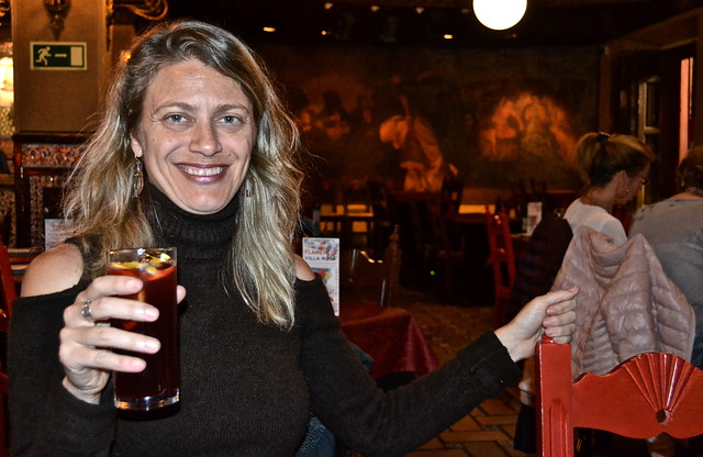 woman drinking sangria at Tablao Flamenco Villa Rosa
