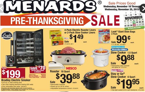Menards pre-Thanksgiving sale 11/18/2015 - 11/25/2015