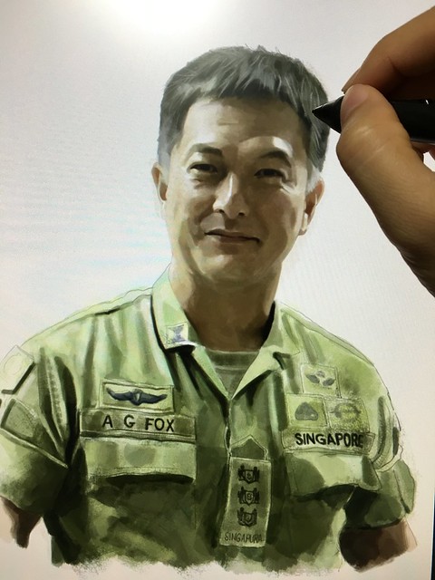 Digital portrait for Singapore Armed Forces. Already not an easy job made it even more challenging with a very challenging reference photo provided....:D