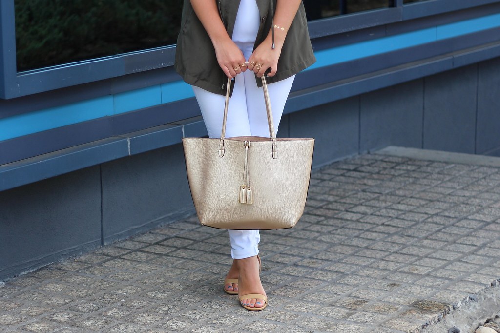 White Jeans | Olive Green Vest | Fall Fashion