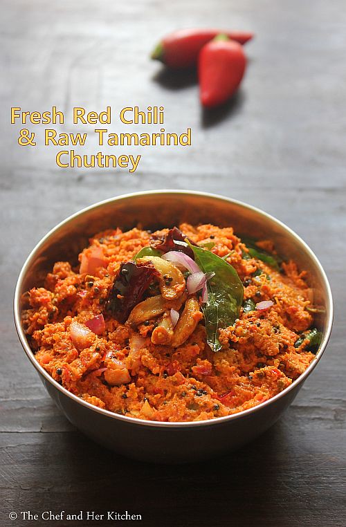 raw tamarind fresh red chili chutney