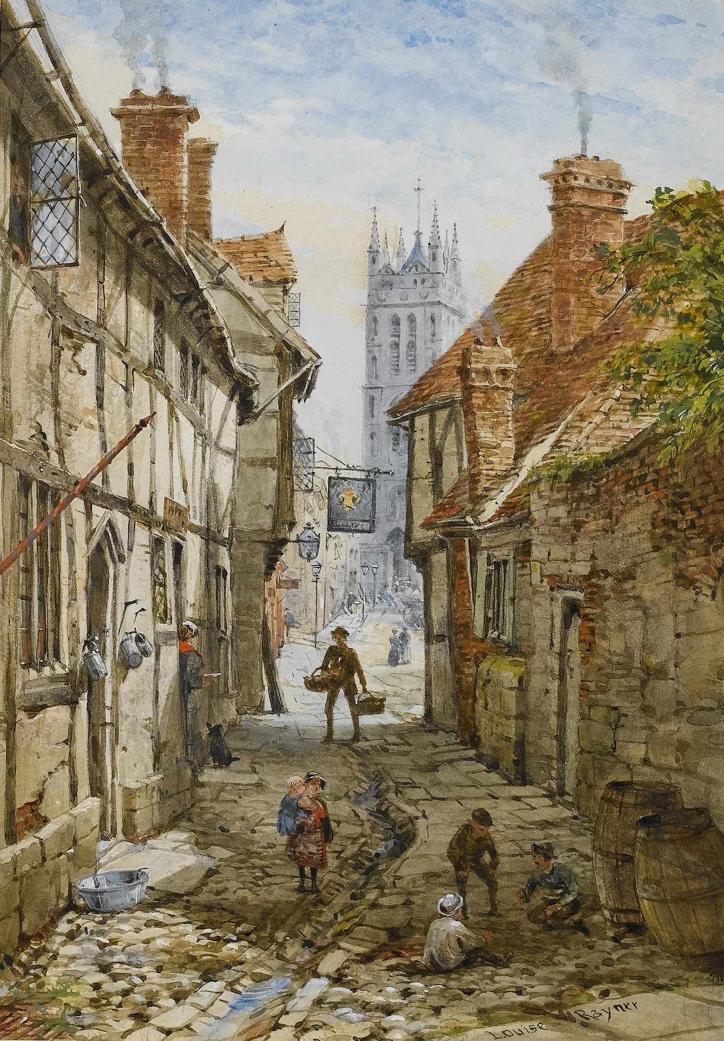 St Mary's Church from Church Street, Warwick by Louise Rayner, 1870-1880