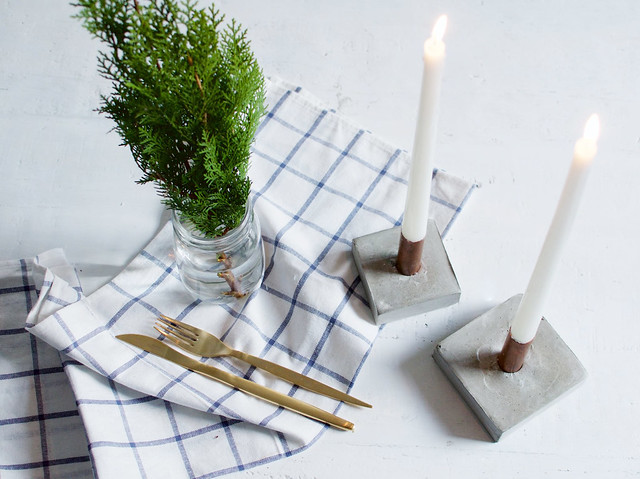 DIY Copper and Concrete Candle Holders