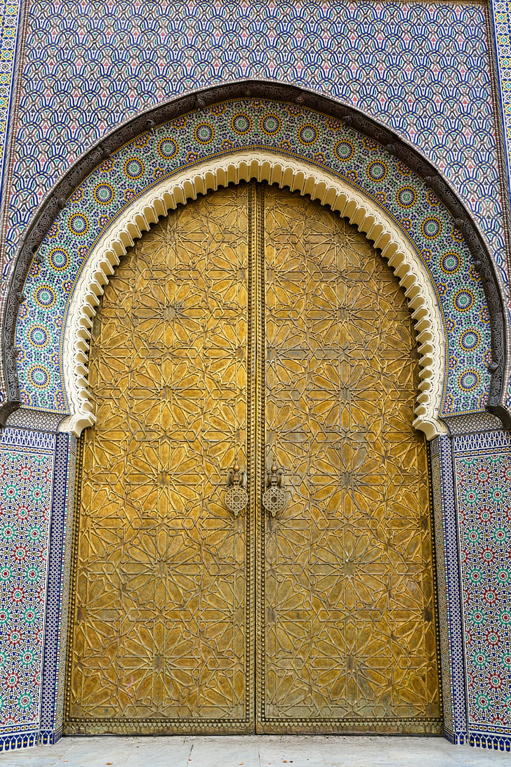 The Famous Doors at the Golden Gates of Palais Royale Fes Morocco.