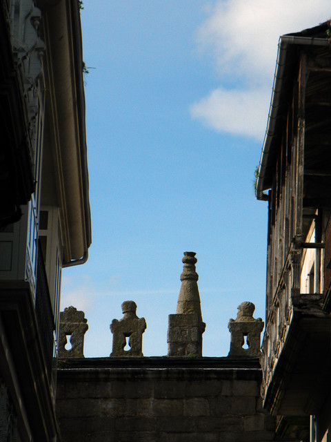 Some stone rooftop doodads in Viveiro, Spain