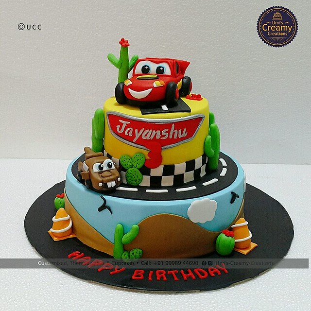 Mcqueen Cars Themed Cake by Urvi Zaveri
