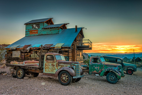 searchlight nevada unitedstates us nelson ghost town sunrise truck van vintage vehicle shack wood