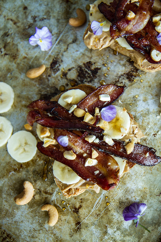 Cashew Butter Banana and Bacon Toast