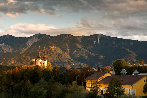 sunset mountain alps church clouds forest austria cloudysky villach