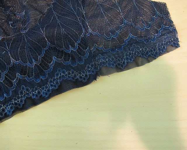 Navy Lace Watson soft bra - sewn elastic trim for scallops