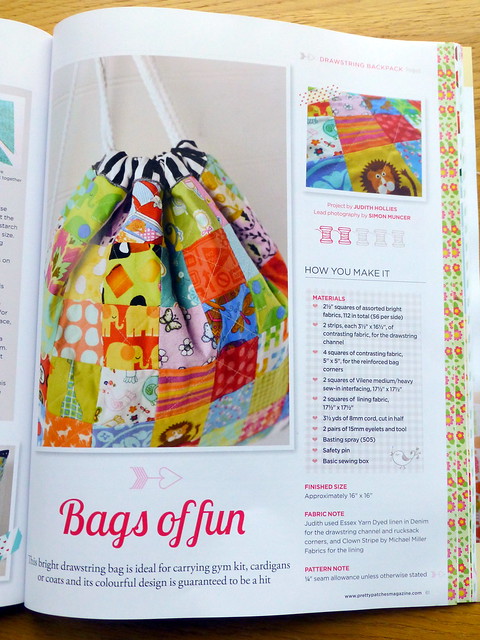 Kids Drawstring bag in Pretty Patches issue 18